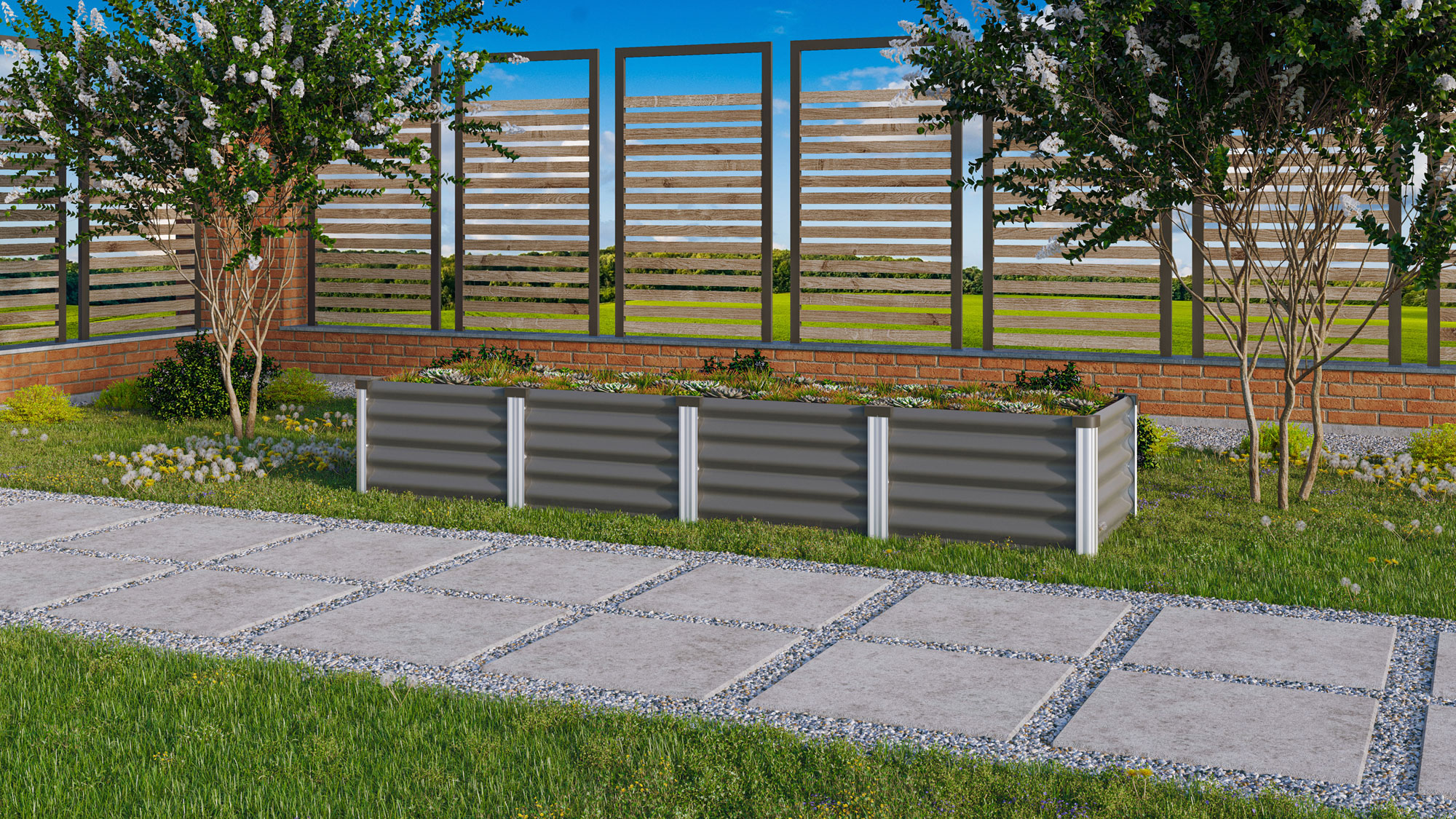 Hochbeet Meta IN-OUT L, Farbe: Granit/Alu